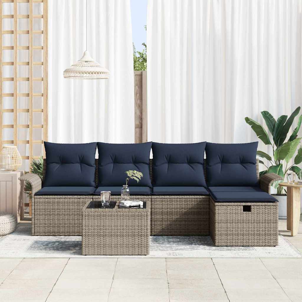 Kerti Kanapé Szett párnával tárolóval 6 pcs Poli rattan