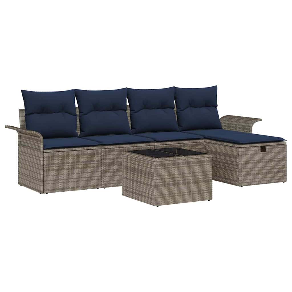 Kerti Kanapé Szett párnával tárolóval 6 pcs Poli rattan