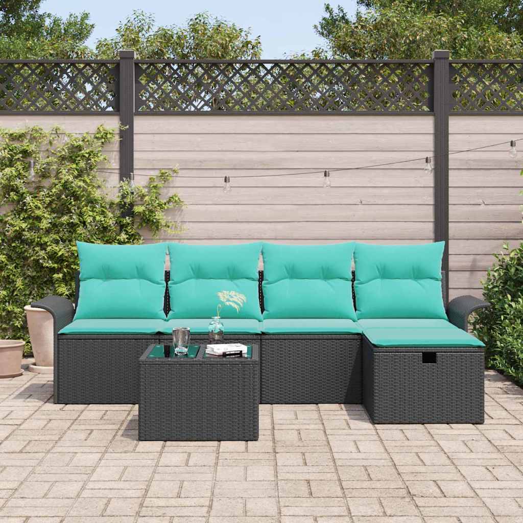 Kerti Kanapé Szett párnával tárolóval 6 pcs Poli rattan