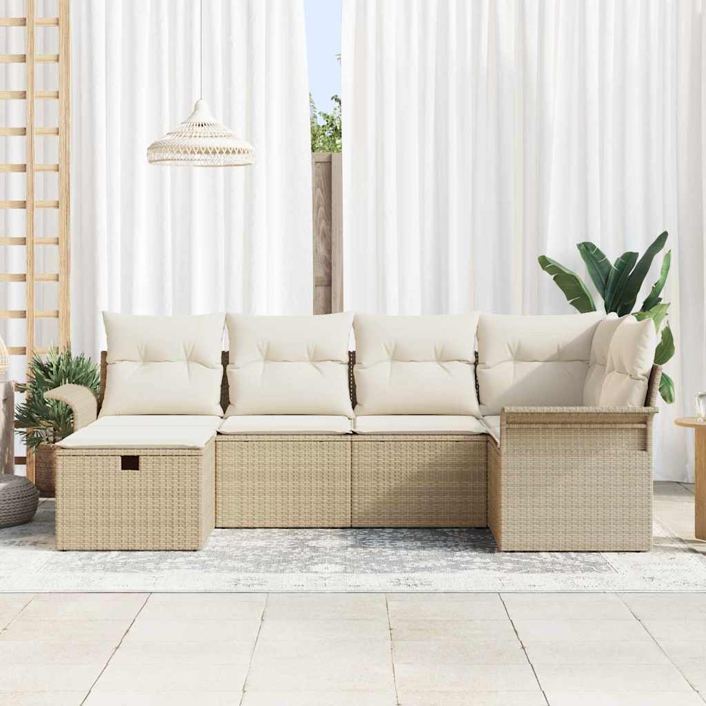 Kerti Kanapé Szett párnával tárolóval 6 pcs Poli rattan