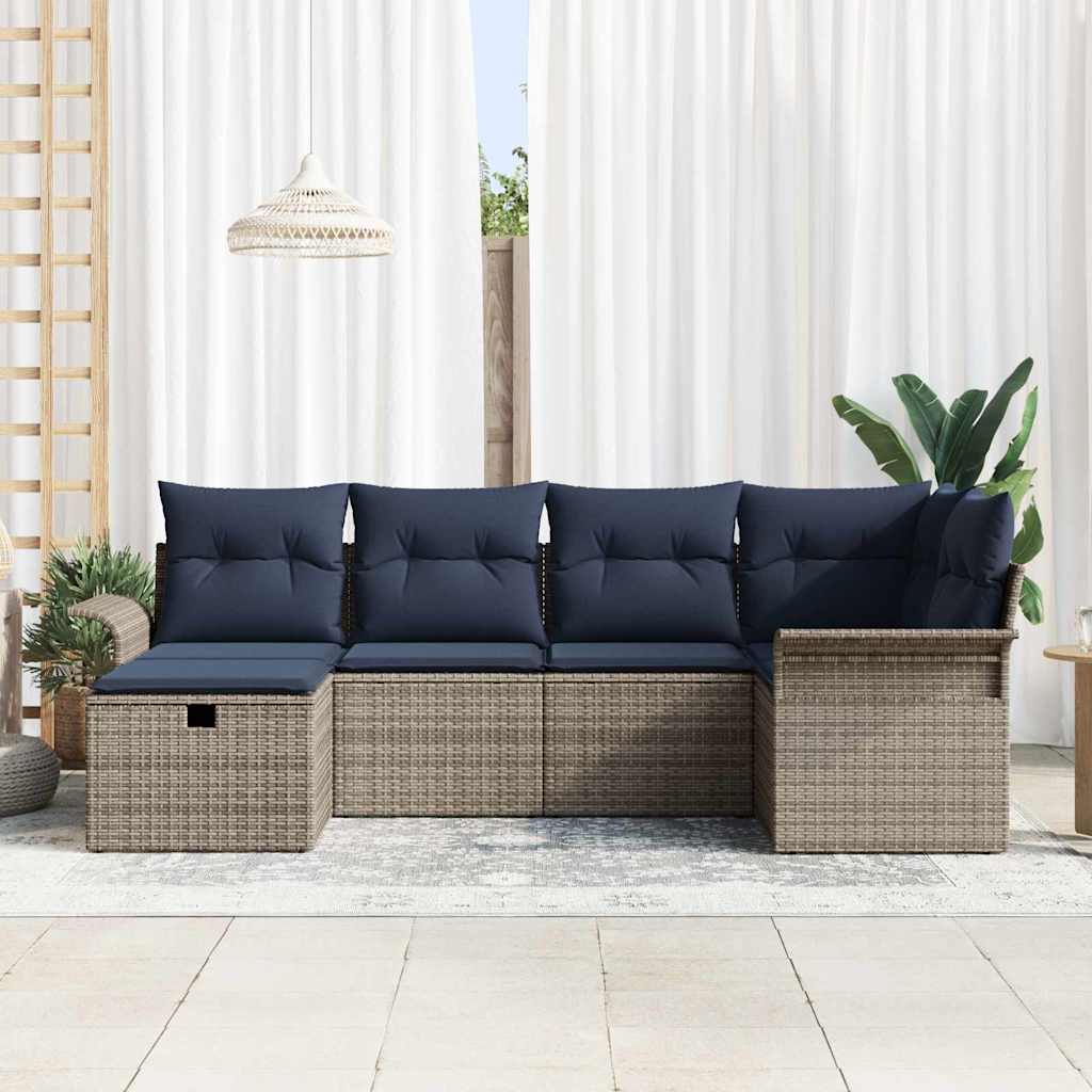 Kerti Kanapé Szett párnával tárolóval 6 pcs Poli rattan