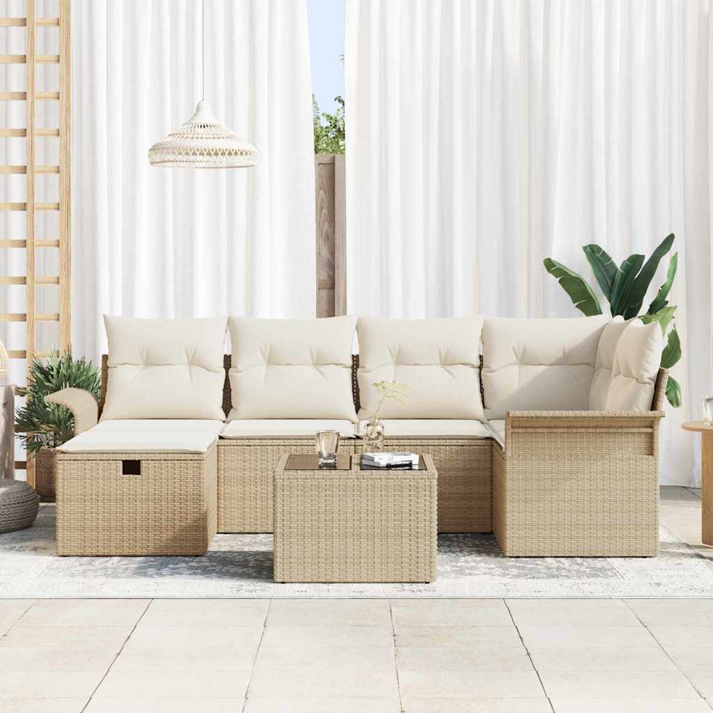 Kerti Kanapé Szett párnával tárolóval 7 pcs Poli rattan