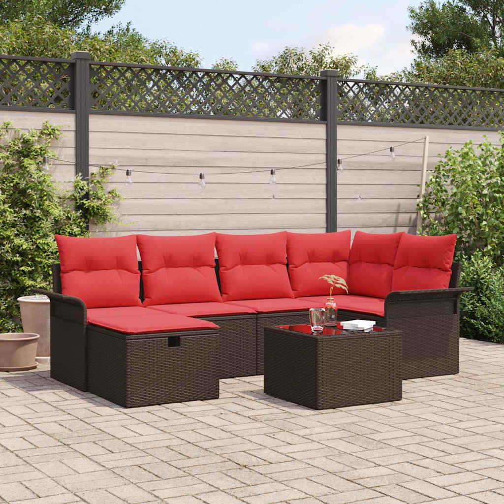 Kerti Kanapé Szett párnával tárolóval 7 pcs Poli rattan