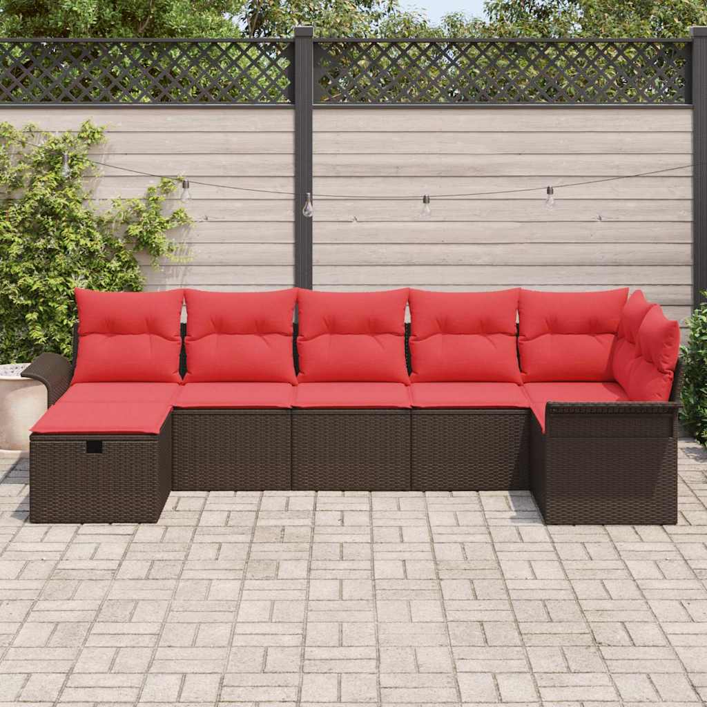 Kerti Kanapé Szett párnával tárolóval 7 pcs Barna Poli rattan