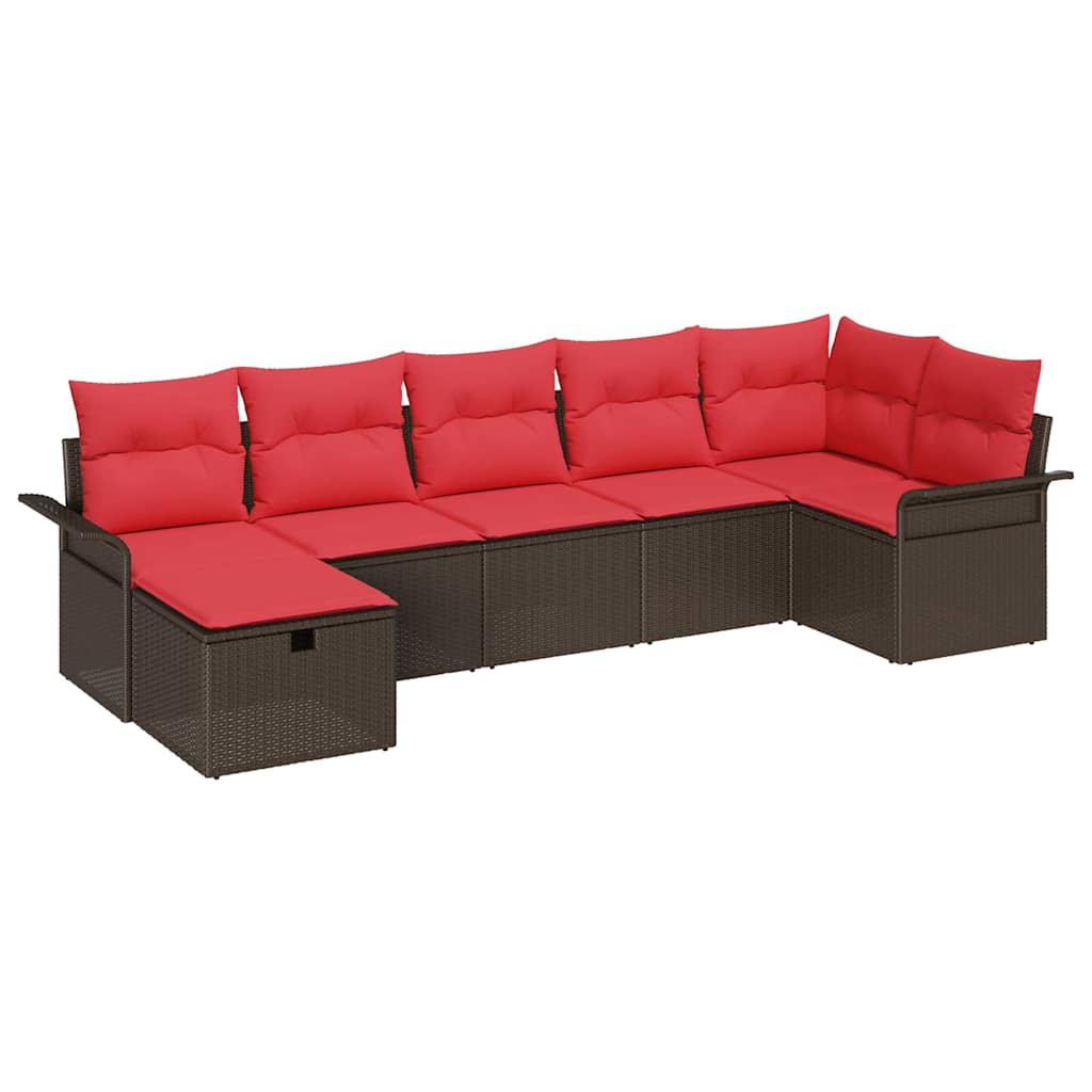 Kerti Kanapé Szett párnával tárolóval 7 pcs Barna Poli rattan