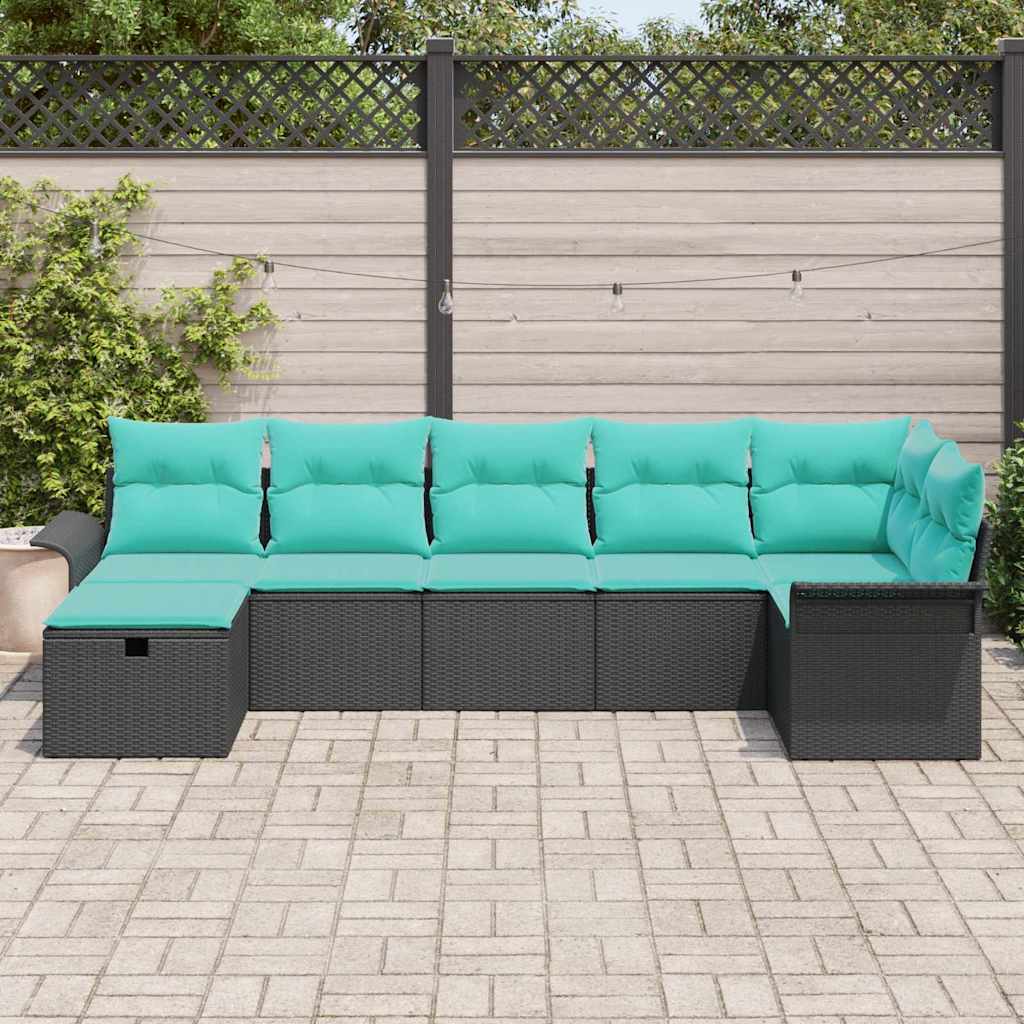 Kerti Kanapé Szett párnával tárolóval 7 pcs Poli rattan