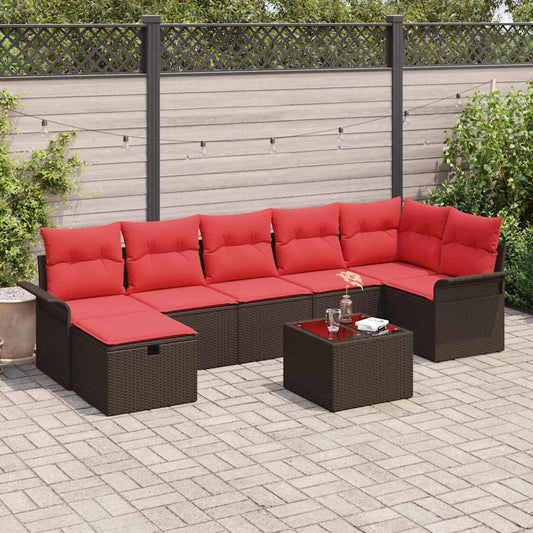 Kerti Kanapé Szett párnával tárolóval 8 pcs Poli rattan