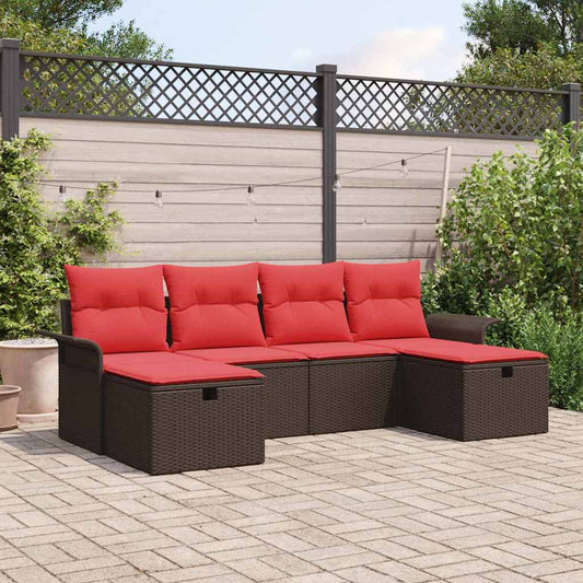 Kerti Kanapé Szett párnával tárolóval 6 pcs Poli rattan