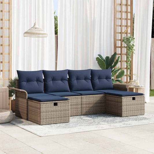Kerti Kanapé Szett párnával tárolóval 6 pcs Poli rattan