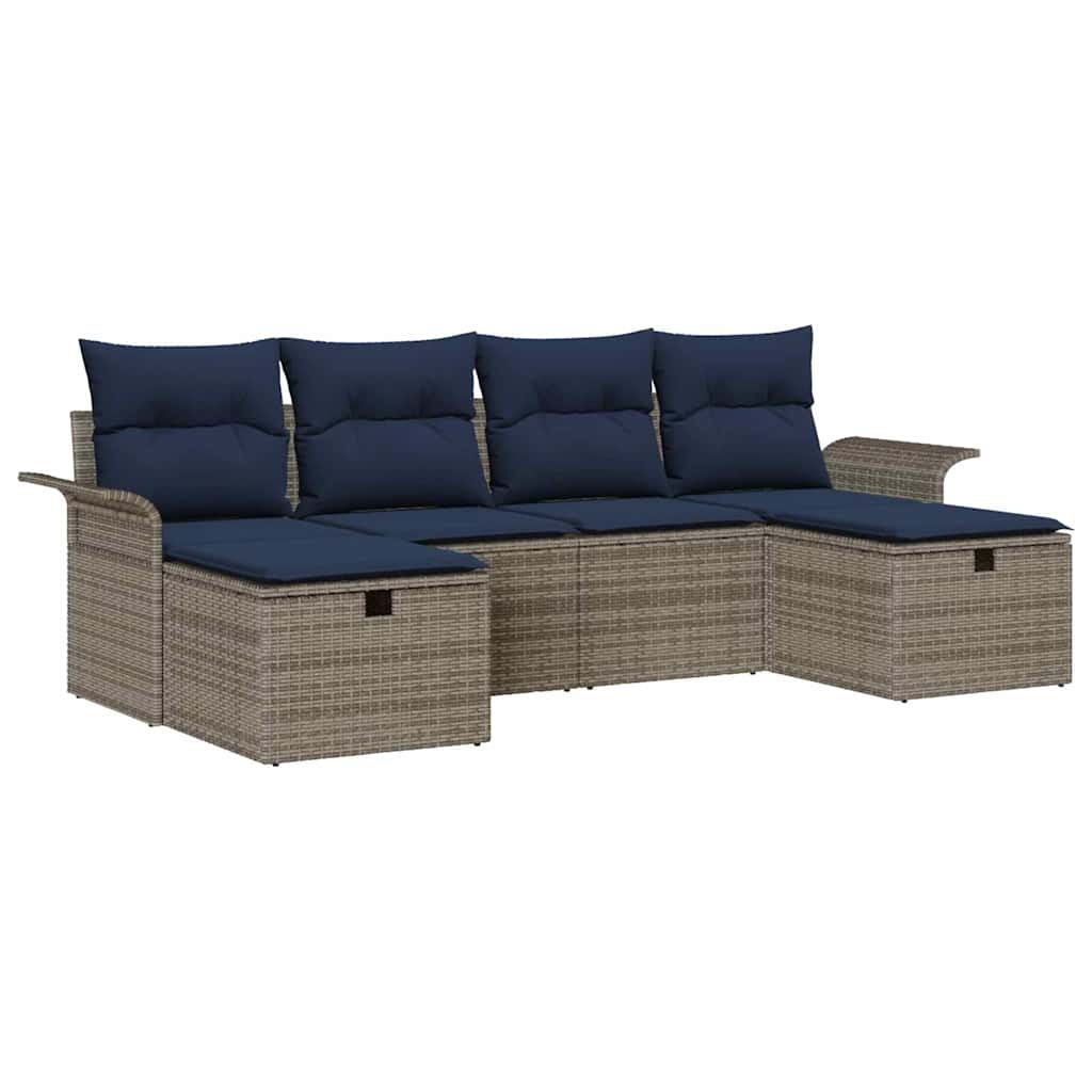Kerti Kanapé Szett párnával tárolóval 6 pcs Poli rattan