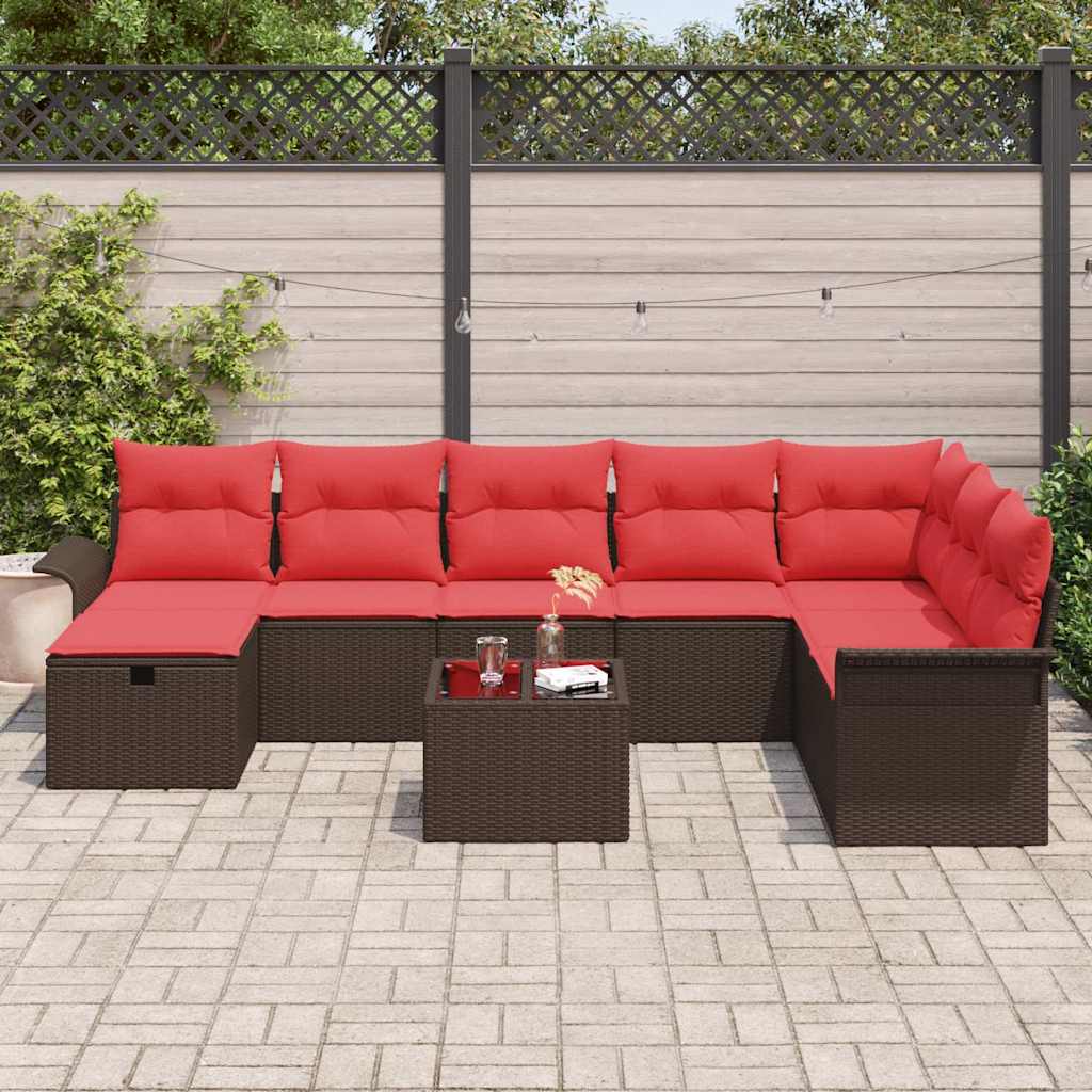Kerti Kanapé Szett párnával tárolóval 9 pcs Poli rattan