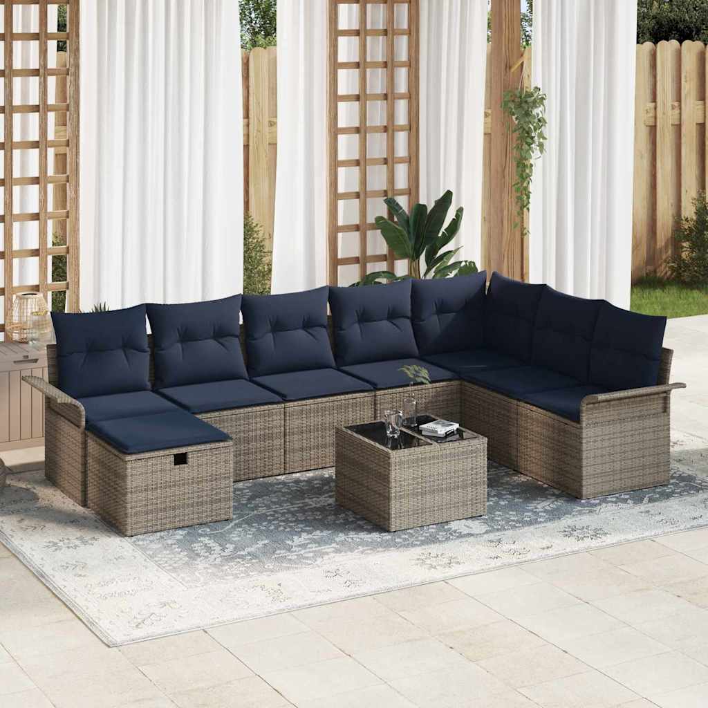 Kerti Kanapé Szett párnával tárolóval 9 pcs Poli rattan