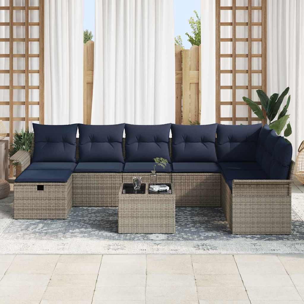 Kerti Kanapé Szett párnával tárolóval 9 pcs Poli rattan
