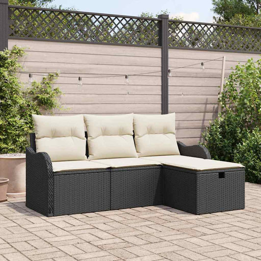 Kerti Kanapé Szett párnával tárolóval 4 pcs Poli rattan