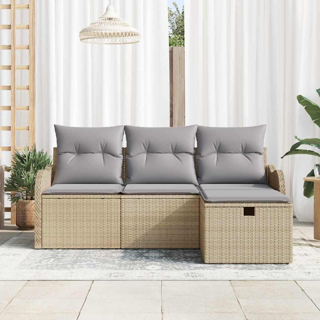Kerti Kanapé Szett 4 db Poli rattan