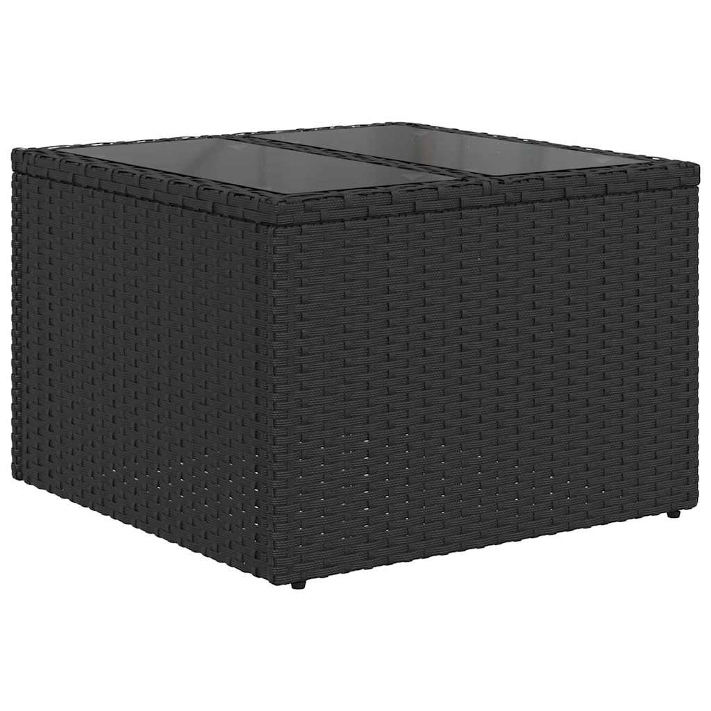 Kerti Kanapé Szett párnával tárolóval 6 pcs Fekete Poli rattan