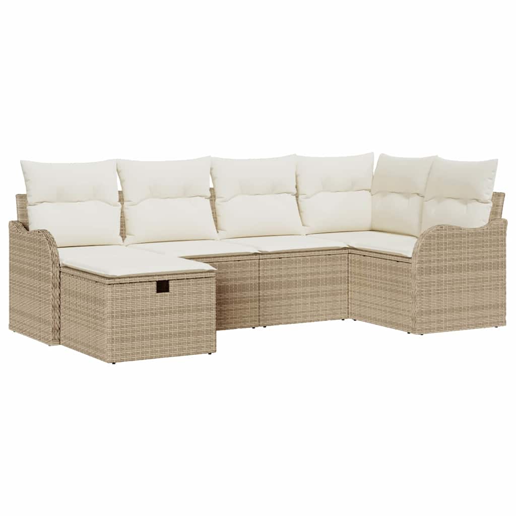 Kerti Kanapé Szett párnával tárolóval 6 pcs Bézs Poli rattan