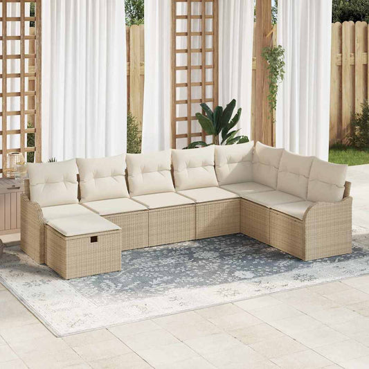 Kerti Kanapé Szett párnával tárolóval 8 pcs Bézs Poli rattan