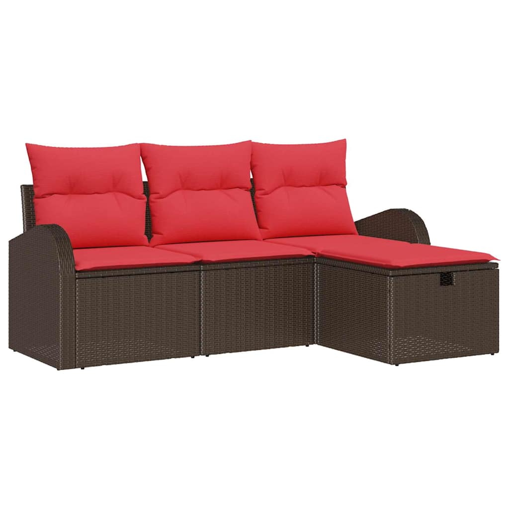 Kerti Kanapé Szett párnával tárolóval 4 pcs Barna polirattan