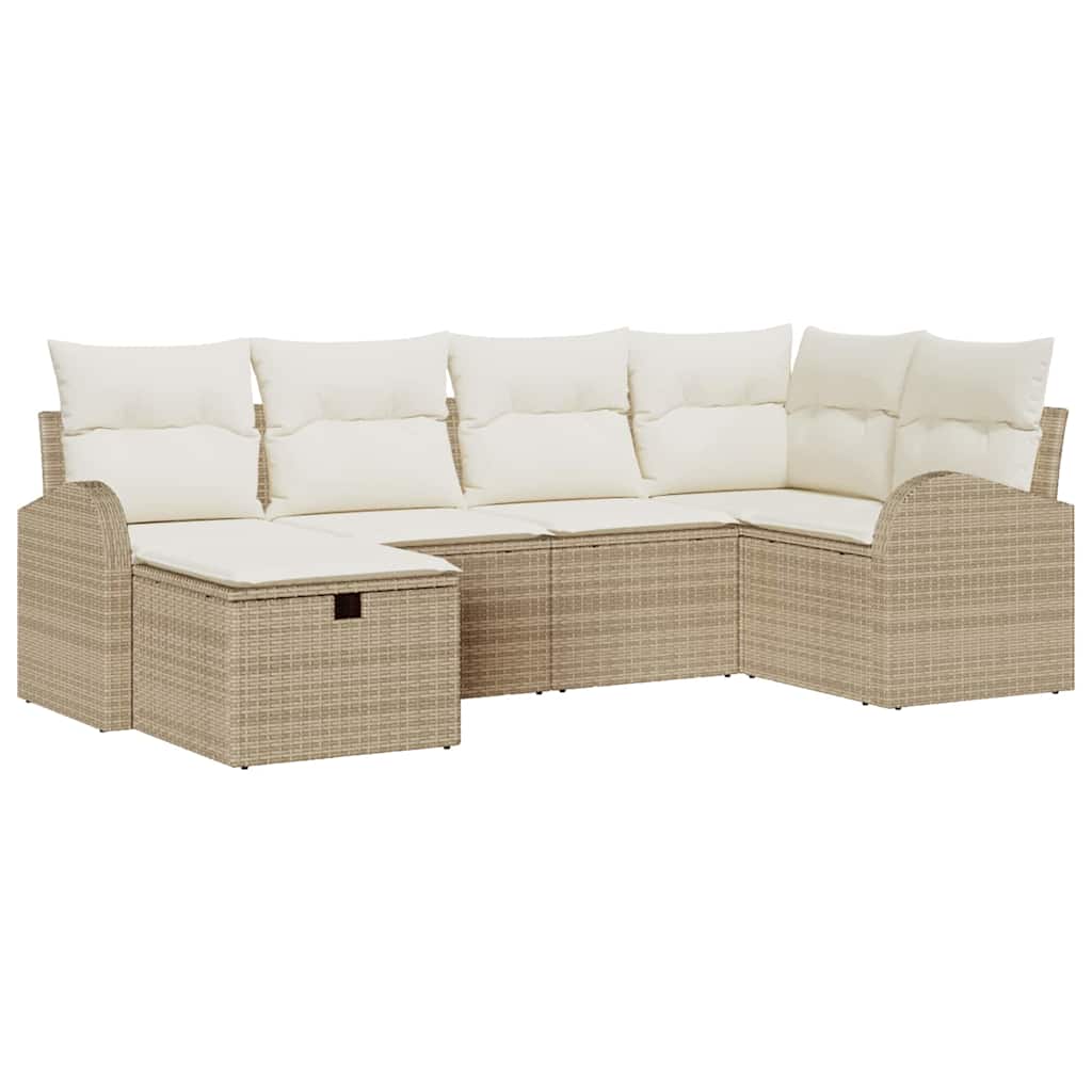 Kerti Kanapé Szett párnával tárolóval 6 pcs Bézs Poli rattan