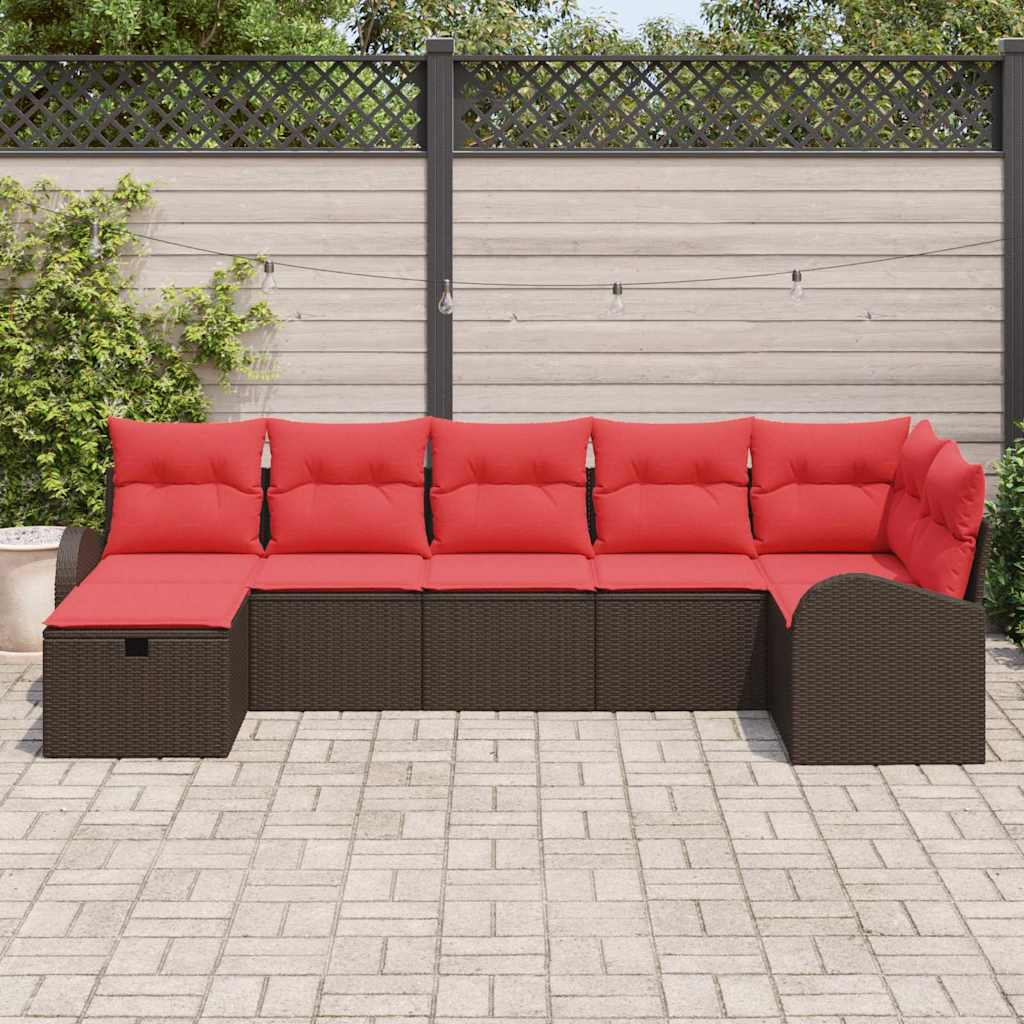 Kerti Kanapé Szett párnával tárolóval 7 pcs Barna polirattan