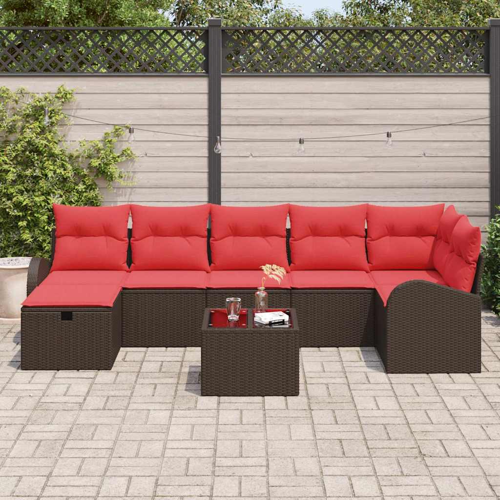 Kerti Kanapé Szett párnával tárolóval 8 pcs Barna polirattan