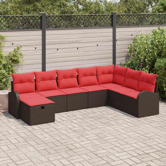 Kerti Kanapé Szett párnával tárolóval 8 pcs Barna Poli rattan