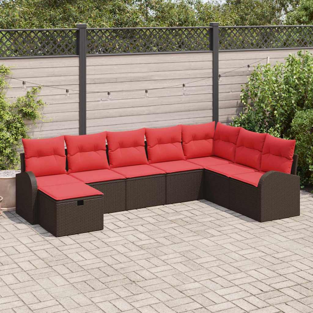 Kerti Kanapé Szett párnával tárolóval 8 pcs Barna Poli rattan
