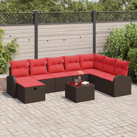 Kerti Kanapé Szett párnával tárolóval 9 pcs Barna Poli rattan