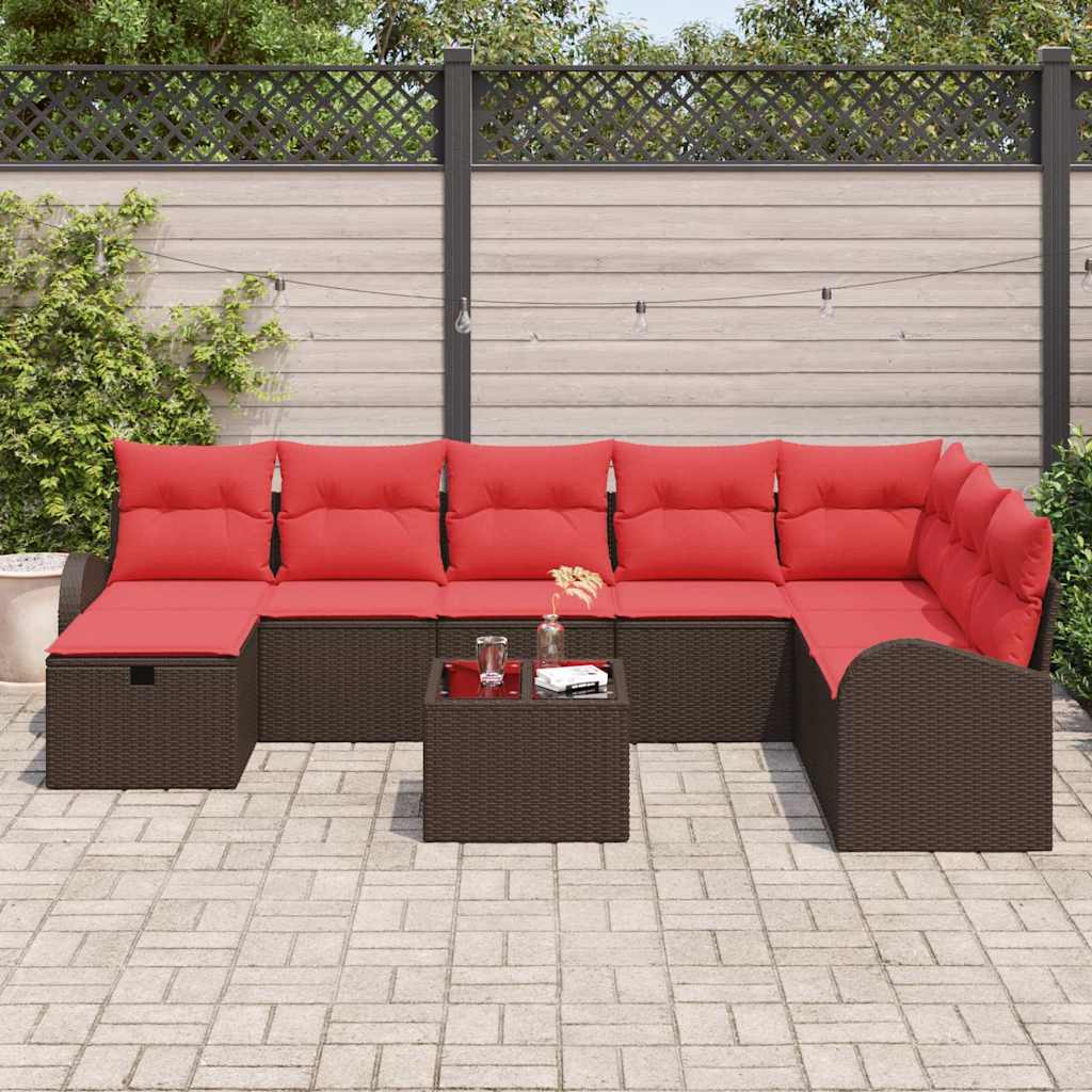 Kerti Kanapé Szett párnával tárolóval 9 pcs Barna Poli rattan