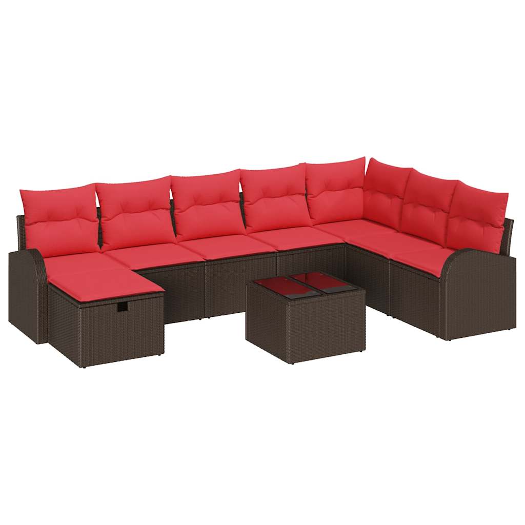 Kerti Kanapé Szett párnával tárolóval 9 pcs Barna Poli rattan