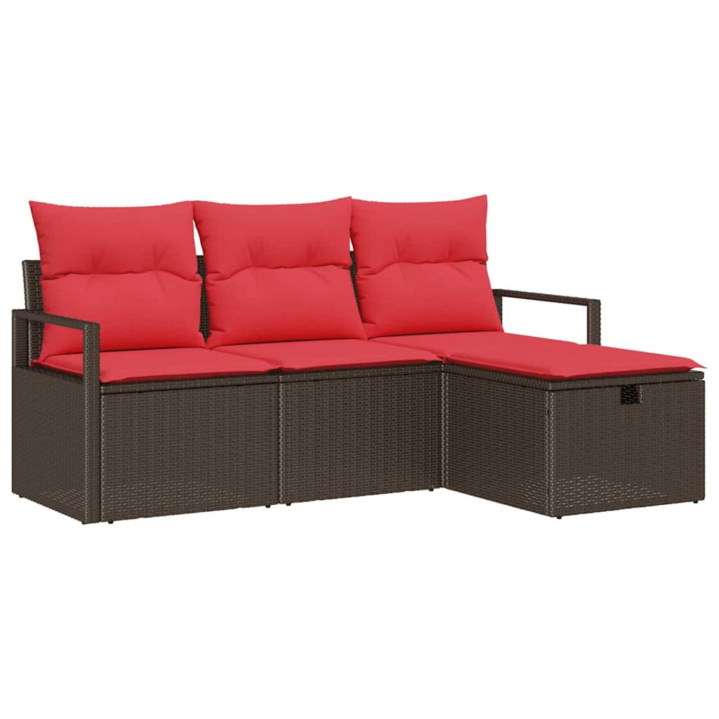 Kerti Kanapé Szett párnával tárolóval 4 pcs Barna polirattan