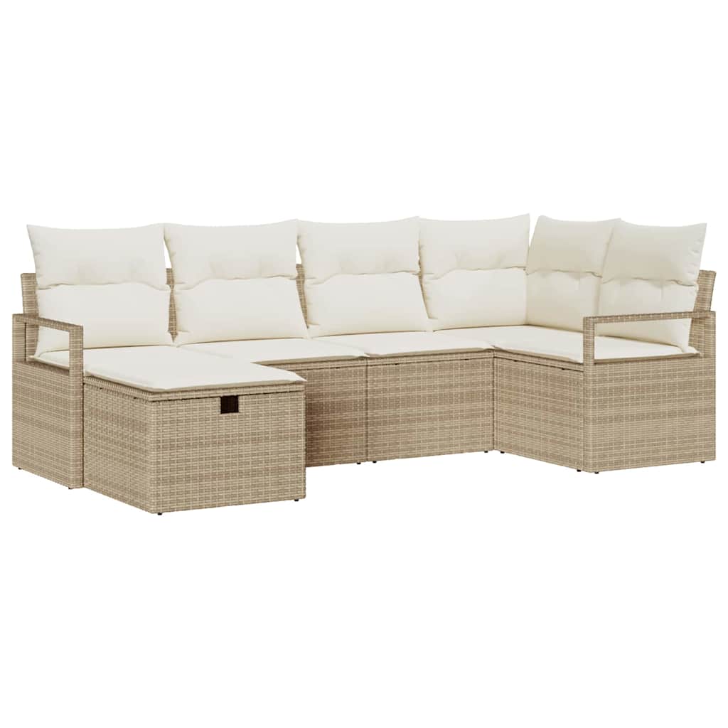 Kerti Kanapé Szett párnával tárolóval 6 pcs Bézs Poli rattan