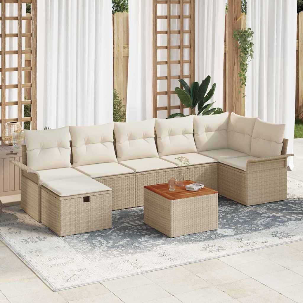 Kerti Kanapé Szett párnával tárolóval 8 pcs Bézs Poli rattan