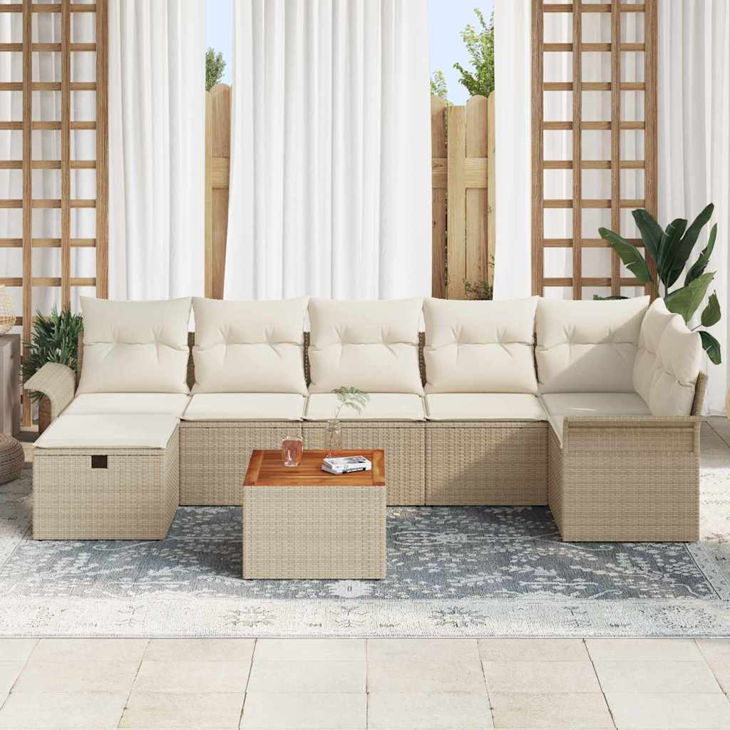 Kerti Kanapé Szett párnával tárolóval 8 pcs Bézs Poli rattan