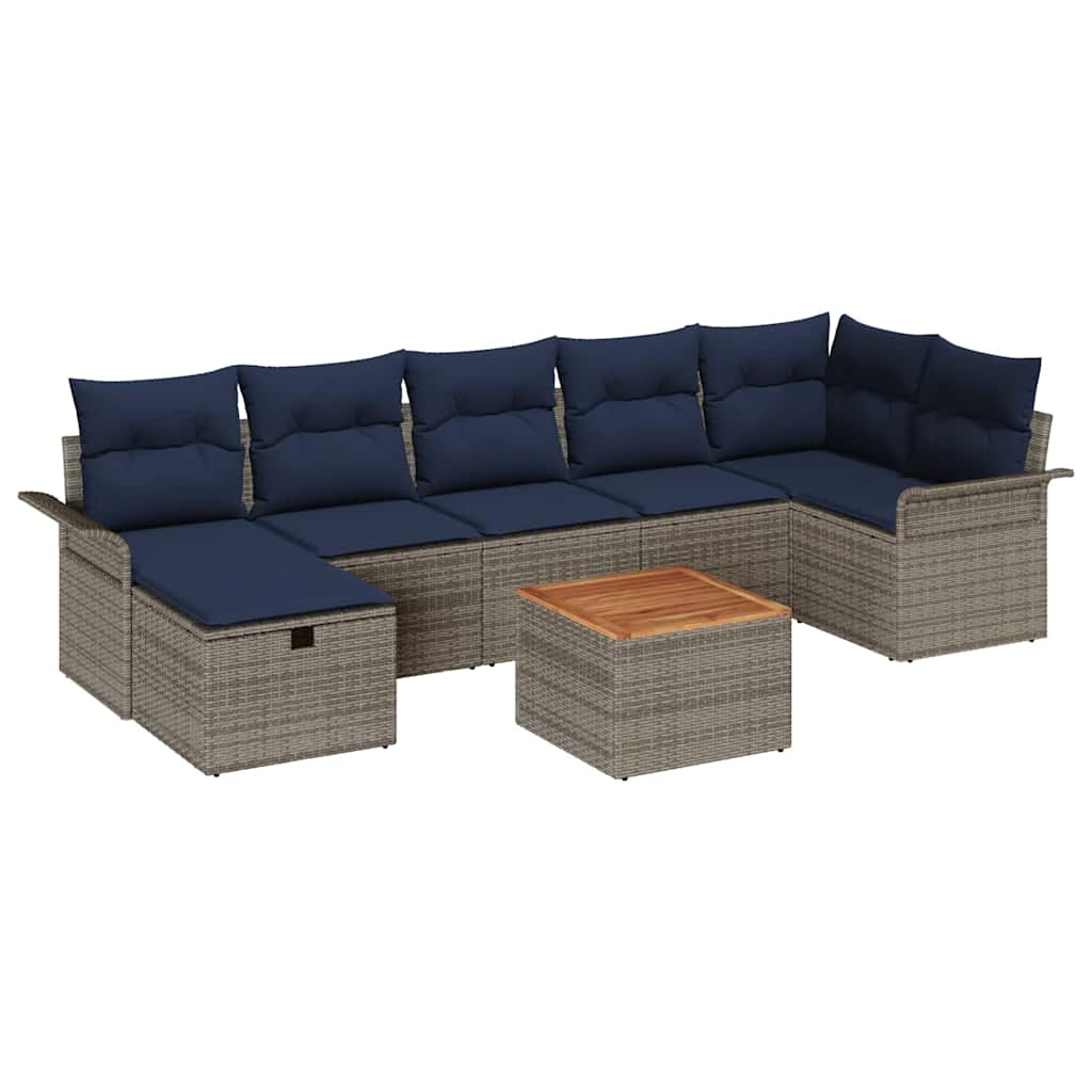 Kerti Kanapé Szett párnával tárolóval 8 pcs Szürke Poli rattan