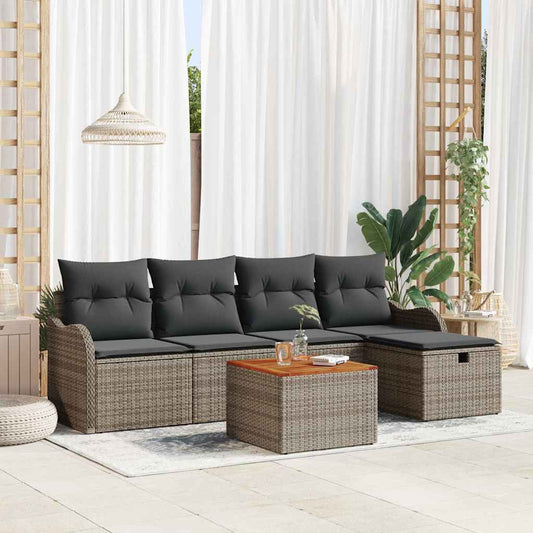 Kerti Kanapé Szett párnával tárolóval 6 pcs Szürke Poli rattan