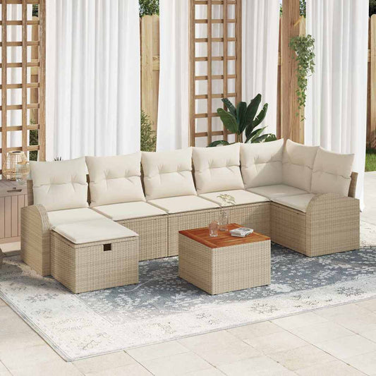 Kerti Kanapé Szett párnával tárolóval 8 pcs Bézs Poli rattan