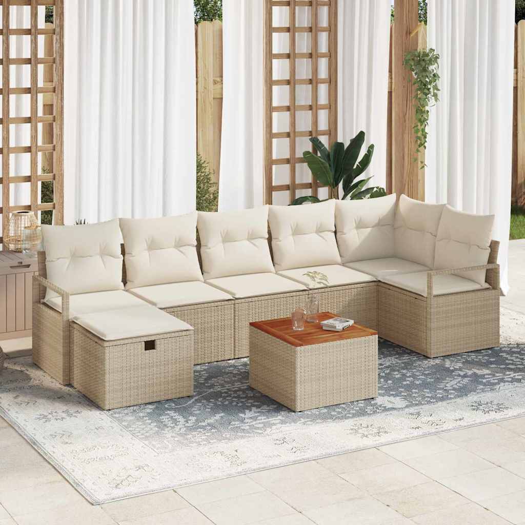 Kerti Kanapé Szett párnával tárolóval 8 pcs Bézs Poli rattan