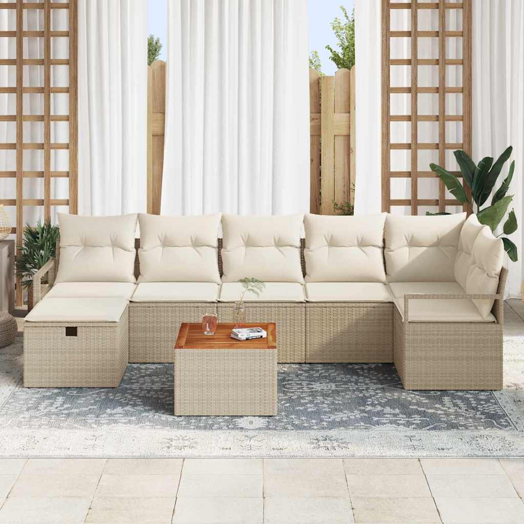 Kerti Kanapé Szett párnával tárolóval 8 pcs Bézs Poli rattan