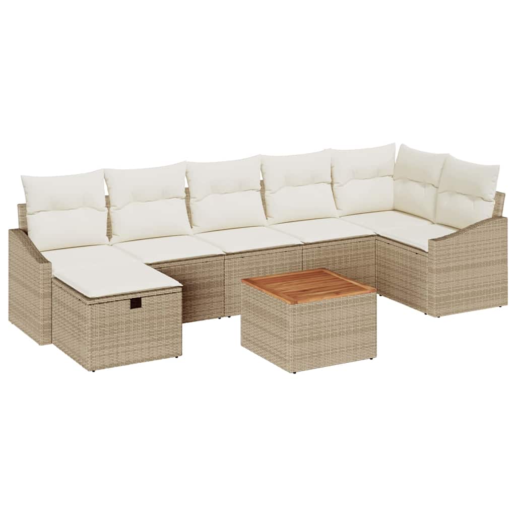 Kerti Kanapé Szett párnával tárolóval 8 pcs Bézs Poli rattan