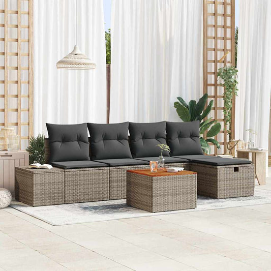 Kerti Kanapé Szett párnával tárolóval 6 pcs Szürke Poli rattan