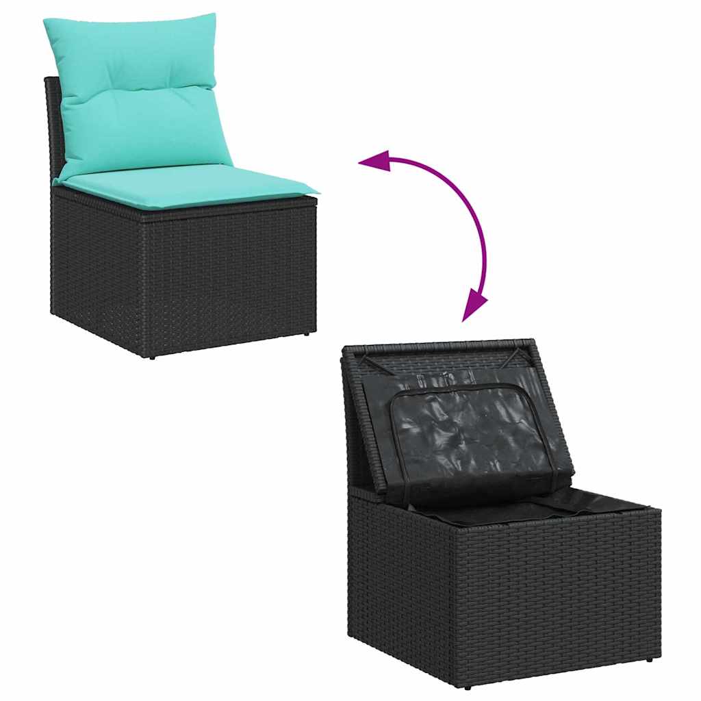 Kerti Kanapé Szett 6 db Fekete Poli rattan