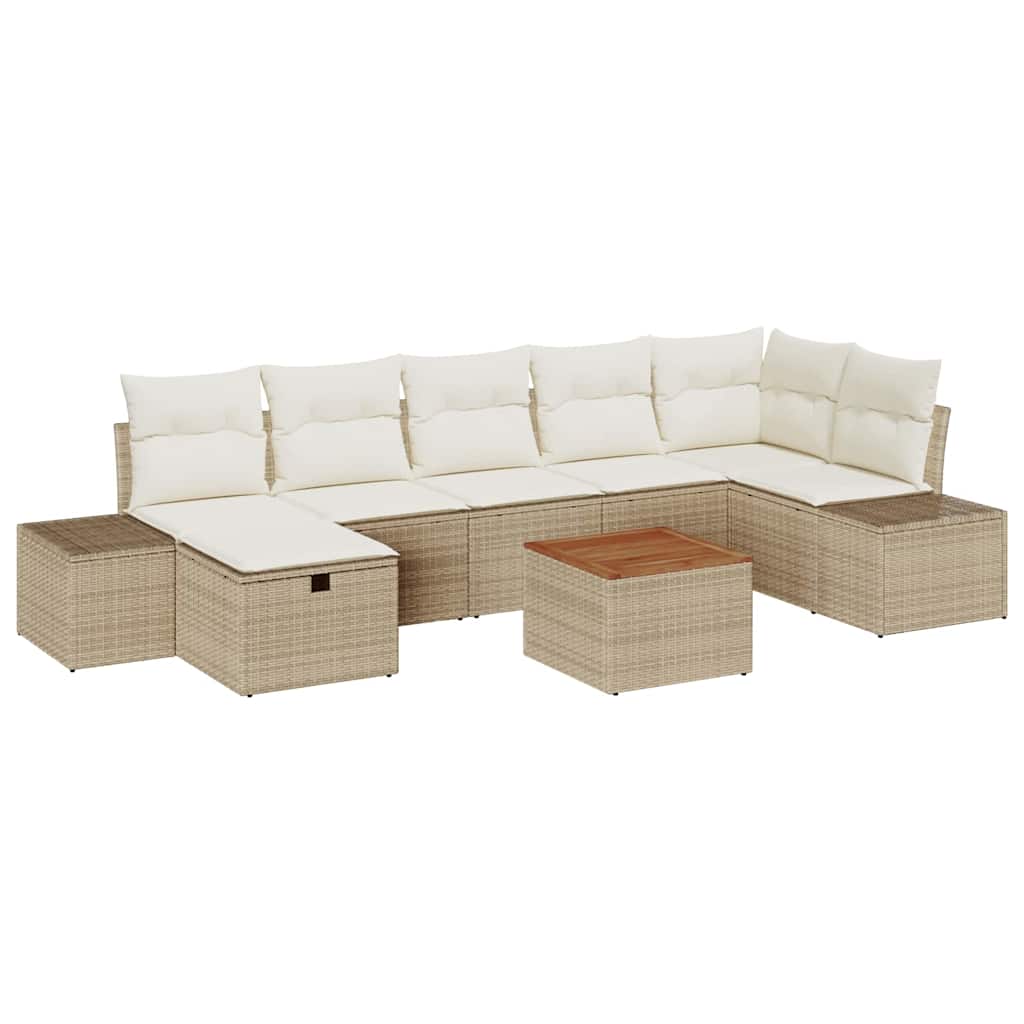 Kerti Kanapé Szett párnával tárolóval 8 pcs Bézs Poli rattan