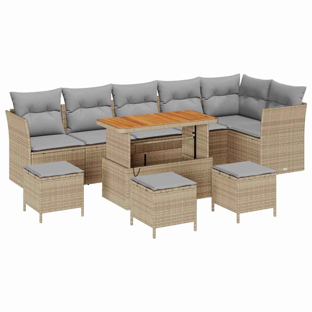 Kerti Kanapé Szett 10 pcs Bézs polirattan