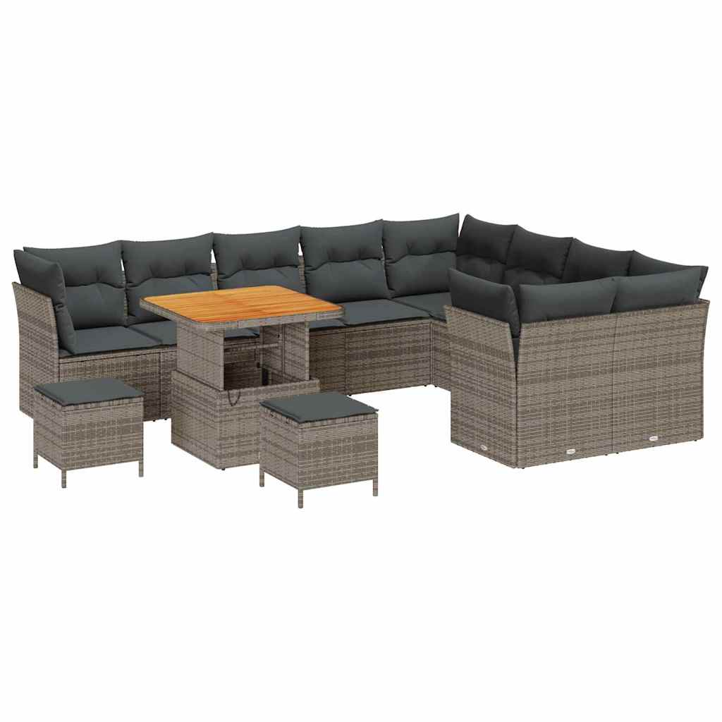 Kerti Kanapé Szett 12 pcs Szürke polirattan