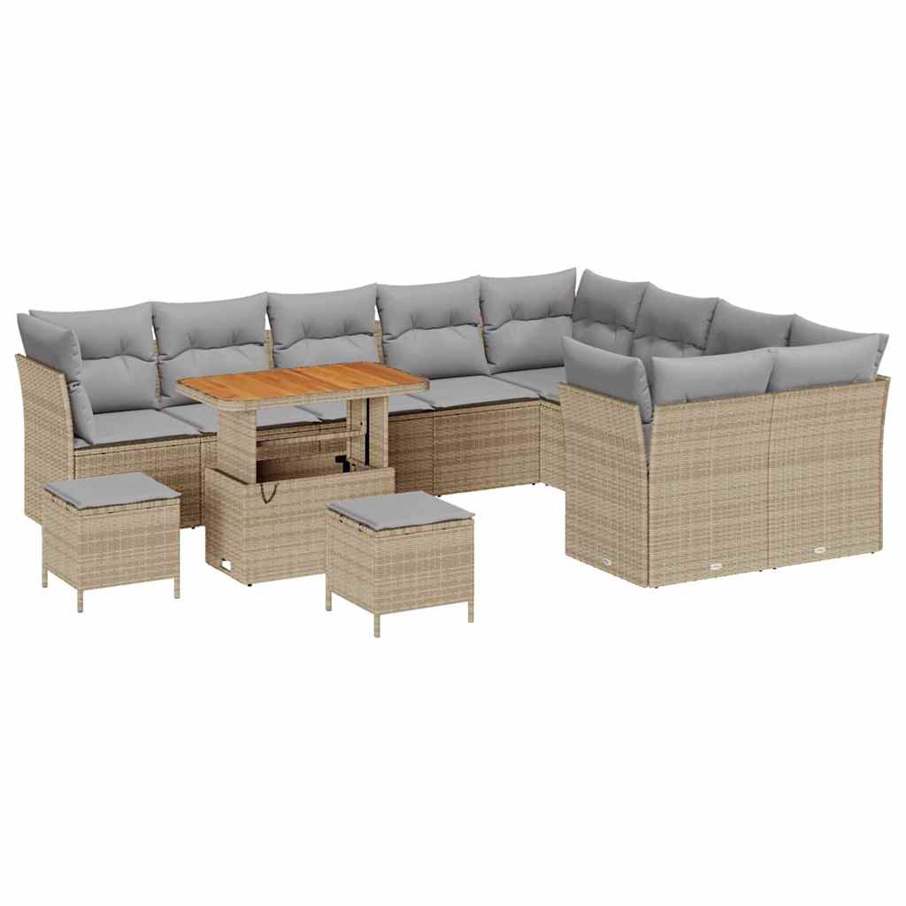 Kerti Kanapé Szett 12 pcs Bézs polirattan