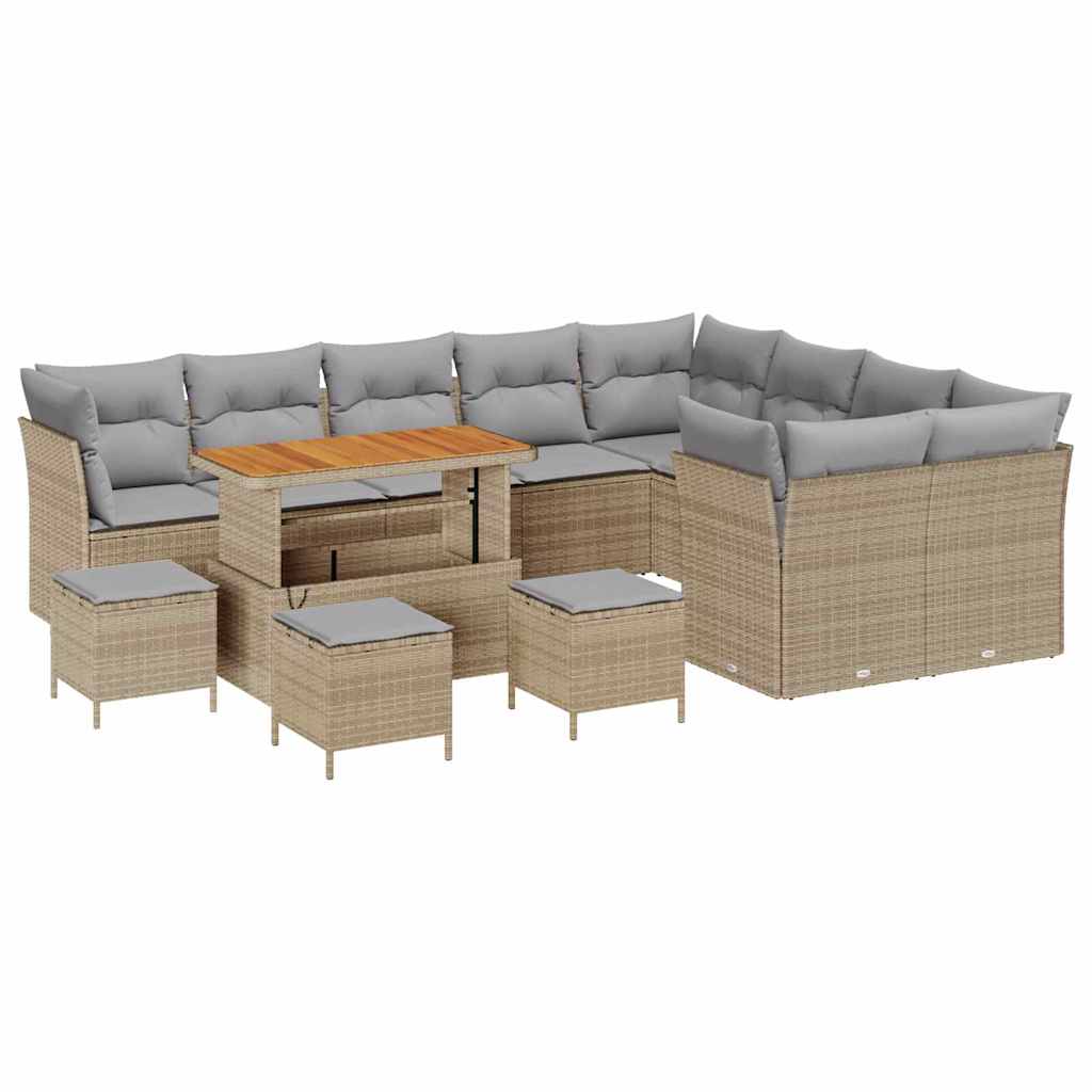 Kerti Kanapé Szett 13 pcs Bézs polirattan