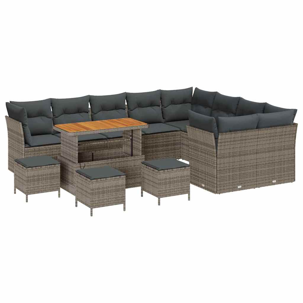 Kerti Kanapé Szett 13 pcs Szürke polirattan