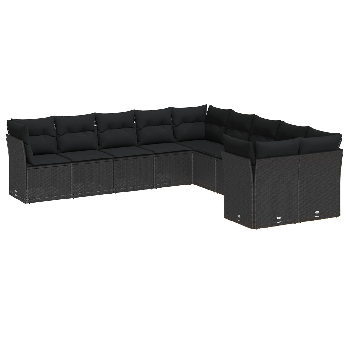 Kerti Kanapé Szett 13 pcs Fekete polirattan